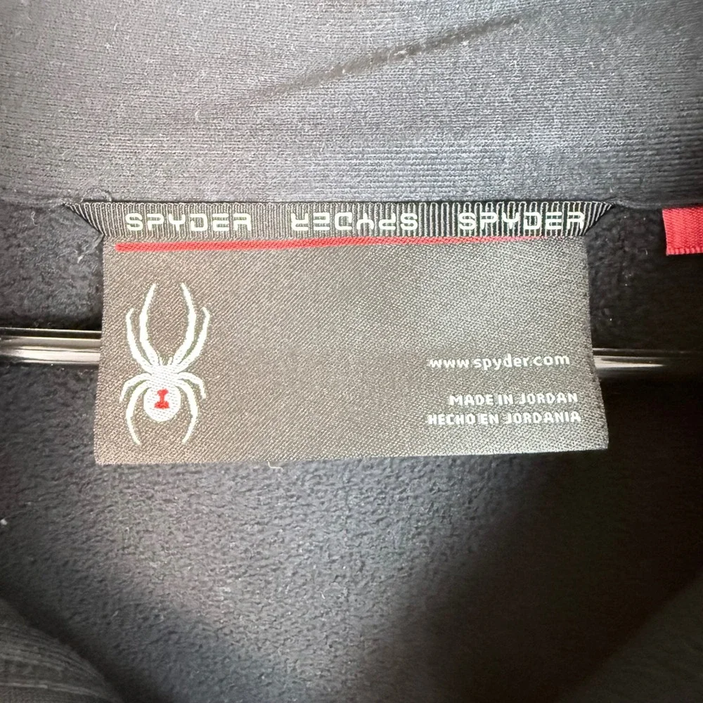 Spyder Mens‎ XXL Black Teal 1/4 Zip Textured Fleece Lined Pullover Activewear
